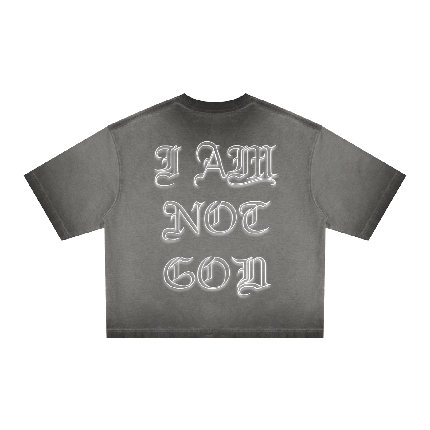 I Am Not God // Three Bar Cross // Unisex Reverse Dyed Boxy T-Shirt