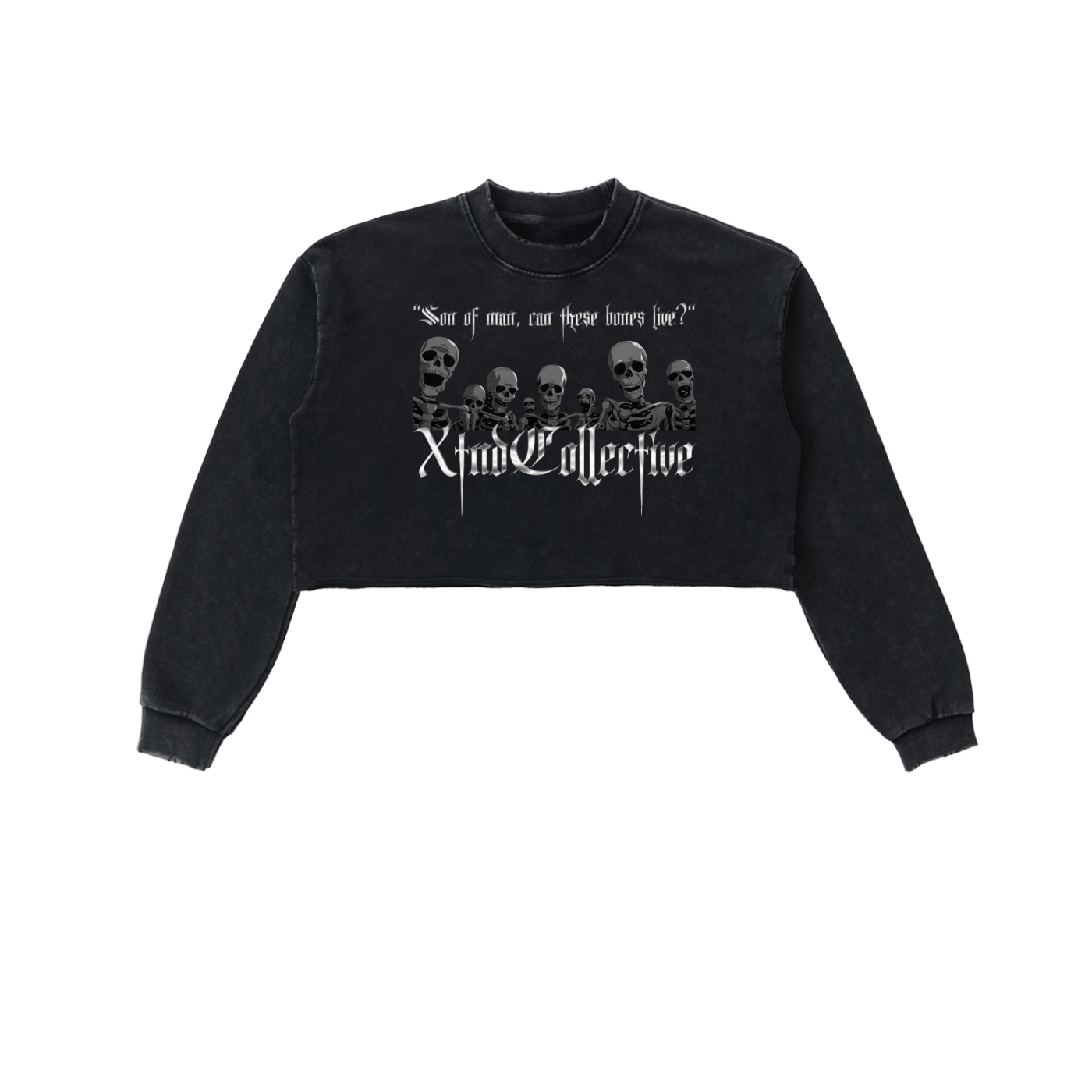 XTND // Ezekiel 37:3 // Snow Washed Raw Edge Cropped Sweatshirt