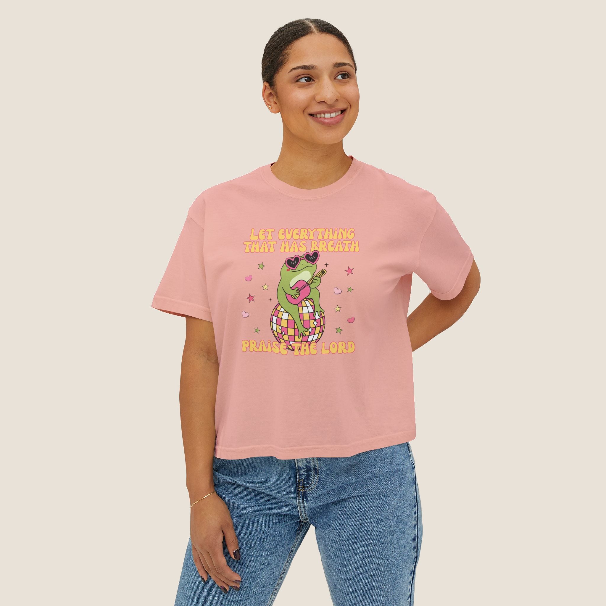 "Let Everything That Has Breath" Disco Frog Comfort Colors Women's Boxy Tee