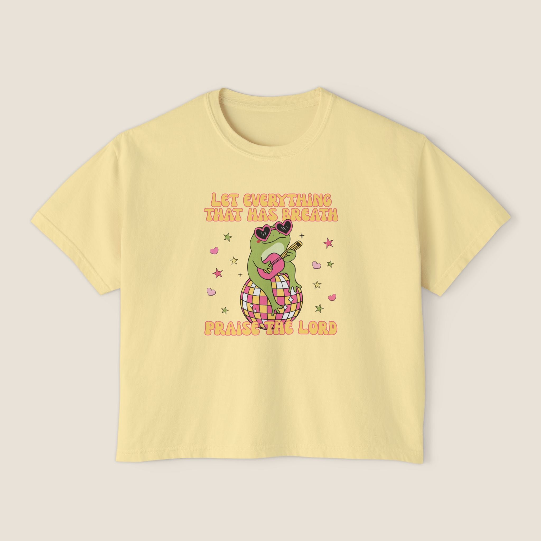 "Let Everything That Has Breath" Disco Frog Comfort Colors Women's Boxy Tee