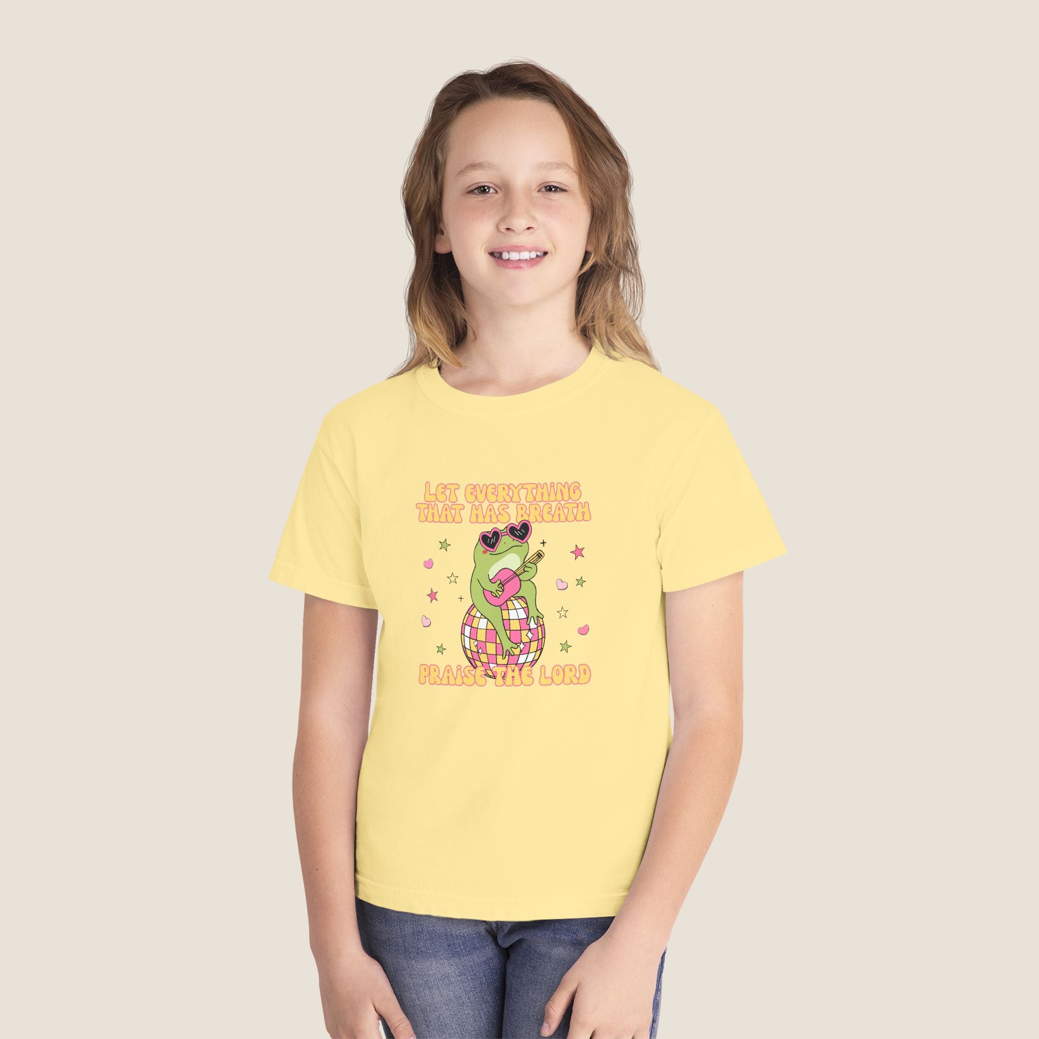 "Let Everything That Has Breath" Disco Frog Comfort Colors Youth Unisex Tee