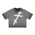 I Am Not God // Three Bar Cross // Unisex Reverse Dyed Boxy T-Shirt