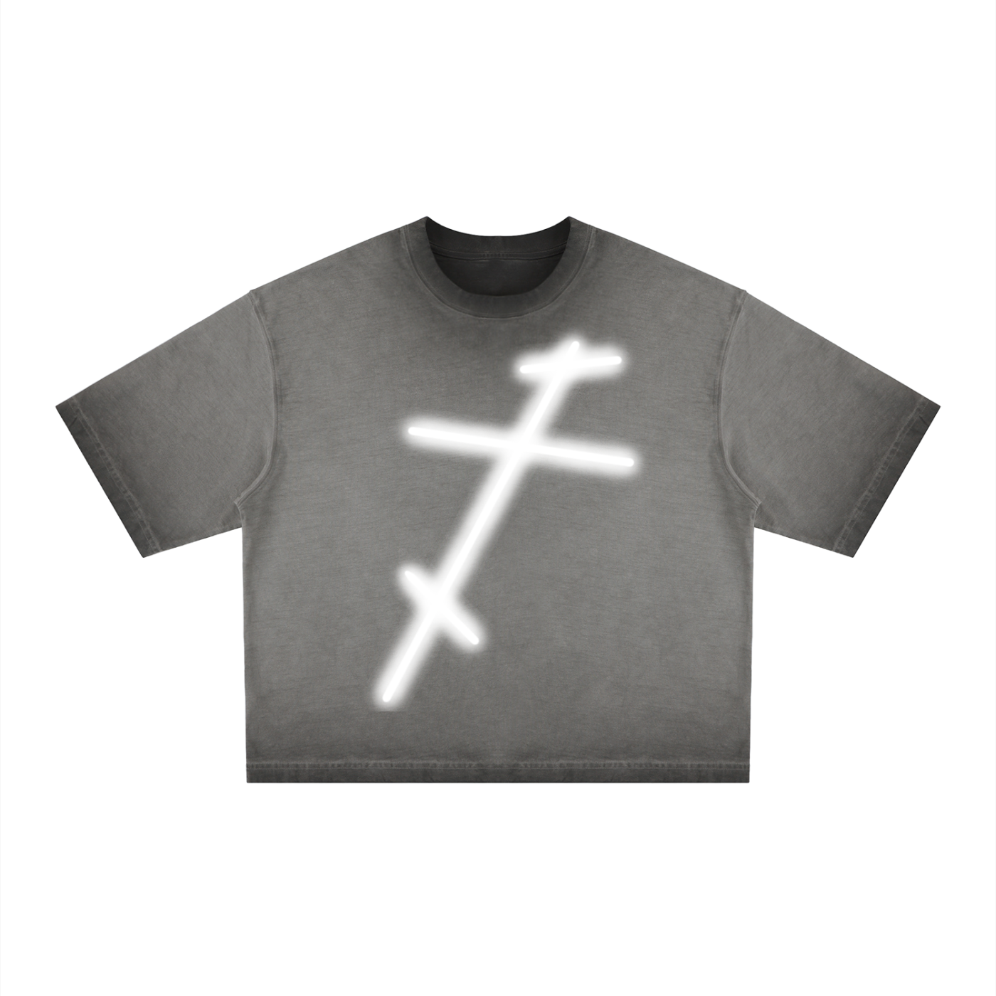 I Am Not God // Three Bar Cross // Unisex Reverse Dyed Boxy T-Shirt