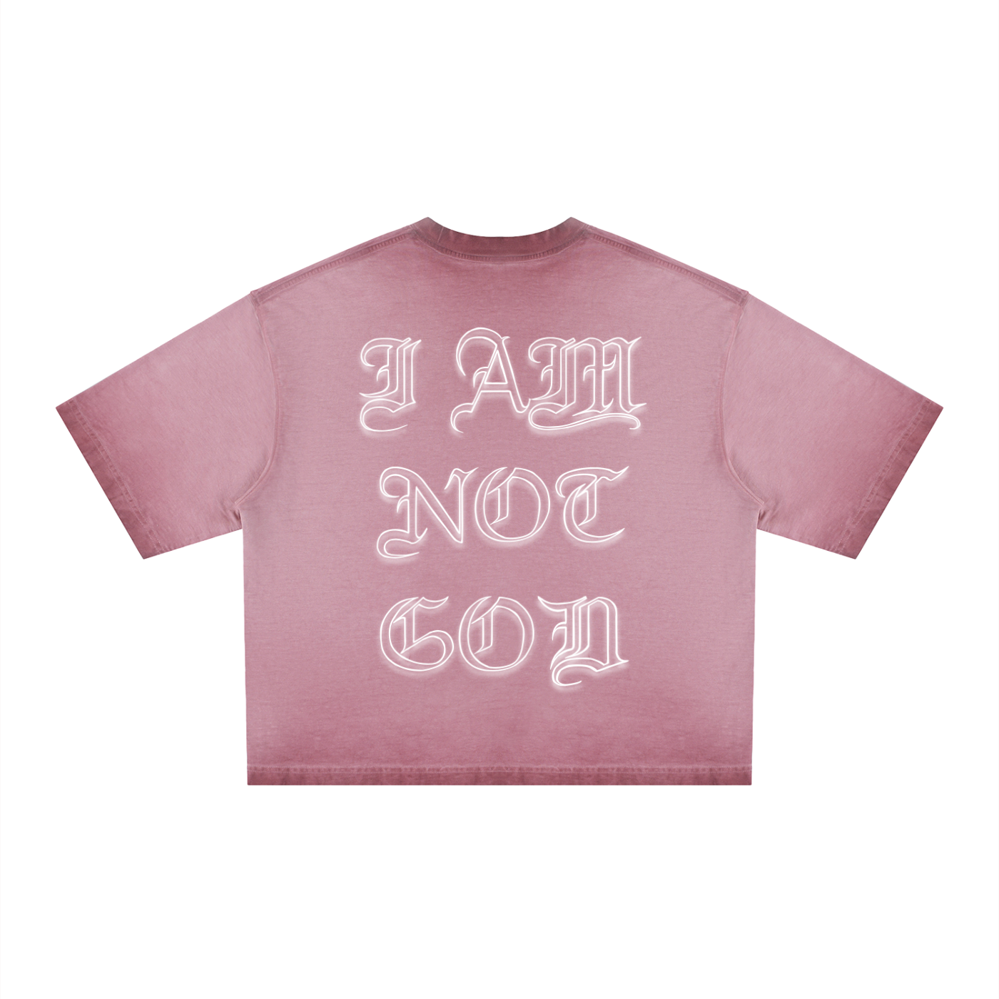 I Am Not God // Three Bar Cross // Unisex Reverse Dyed Boxy T-Shirt