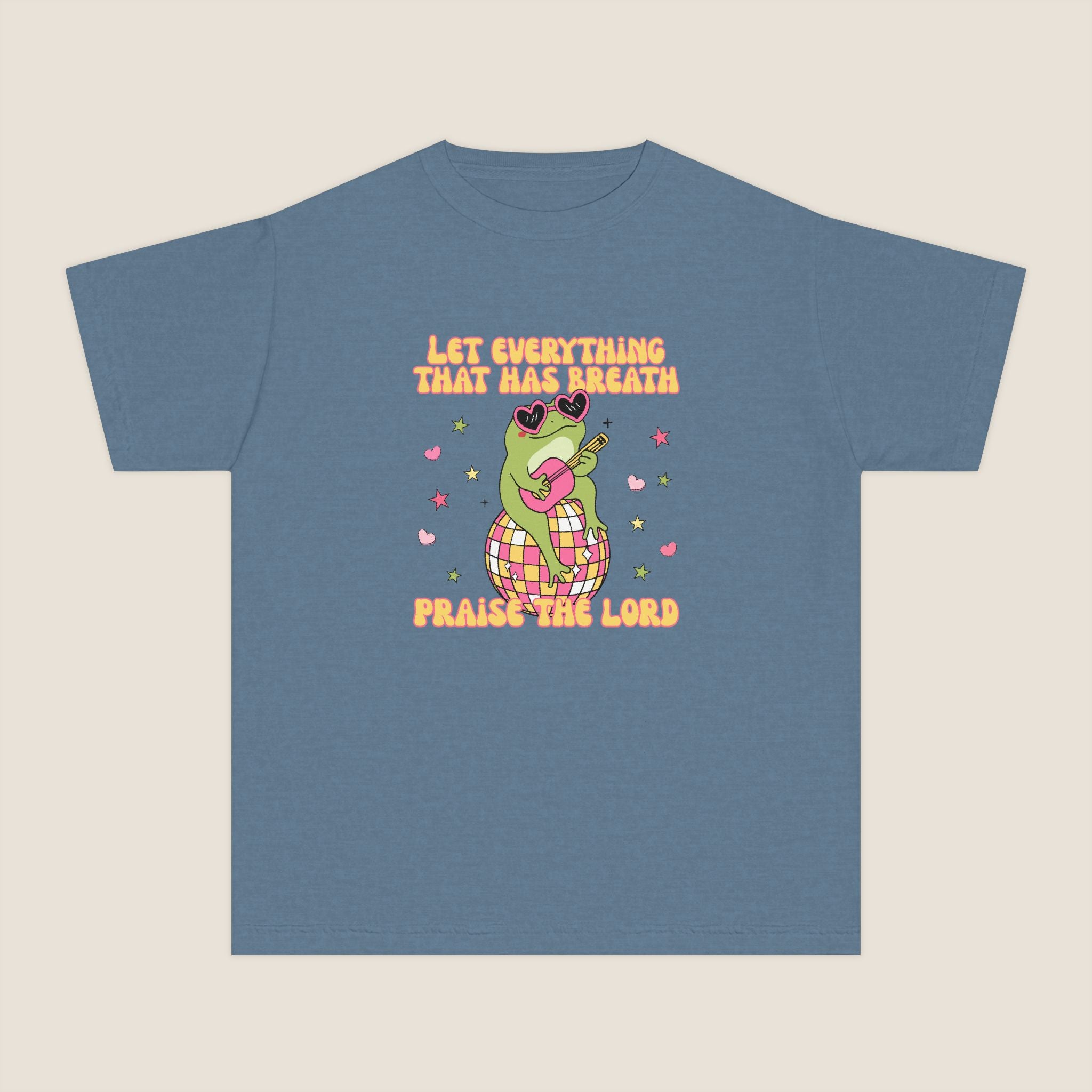 "Let Everything That Has Breath" Disco Frog Comfort Colors Youth Unisex Tee