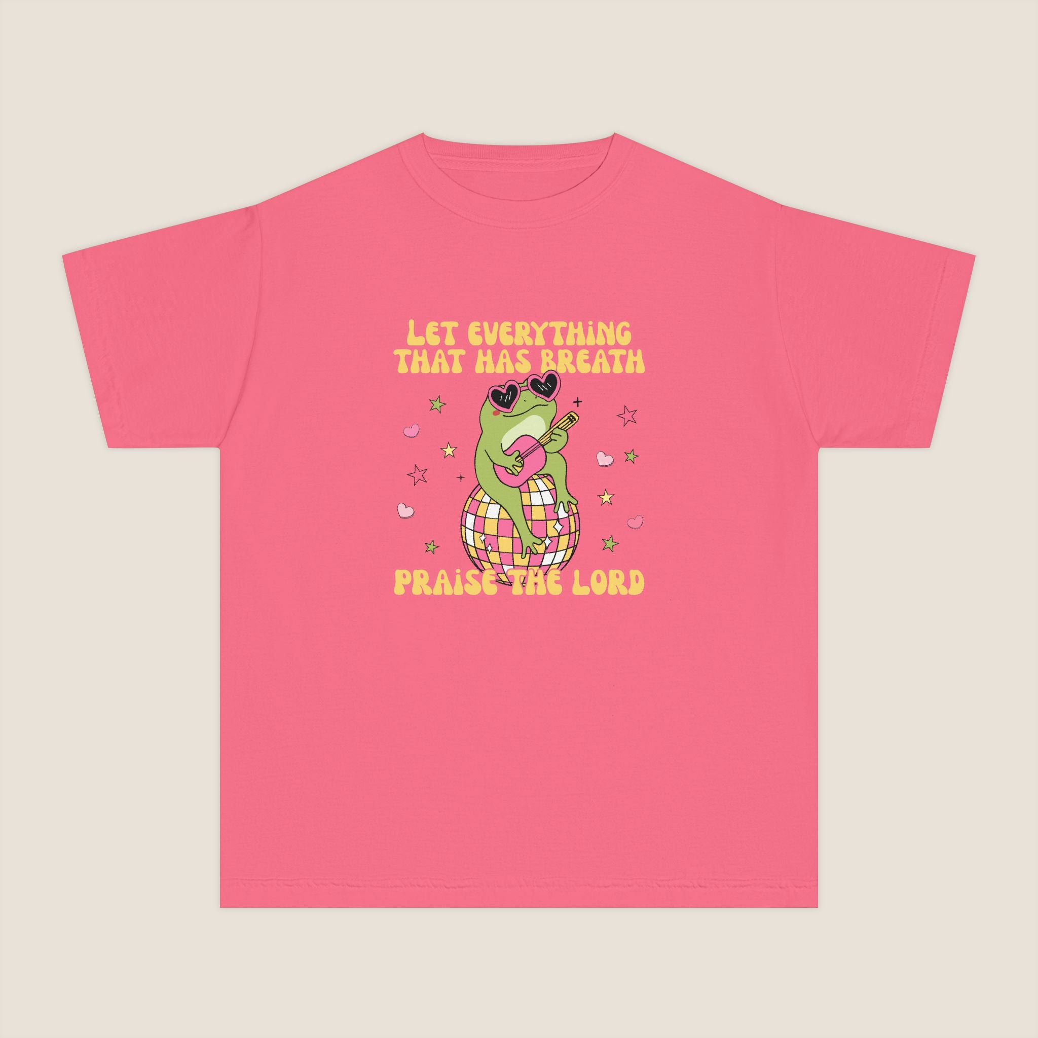 "Let Everything That Has Breath" Disco Frog Comfort Colors Youth Unisex Tee