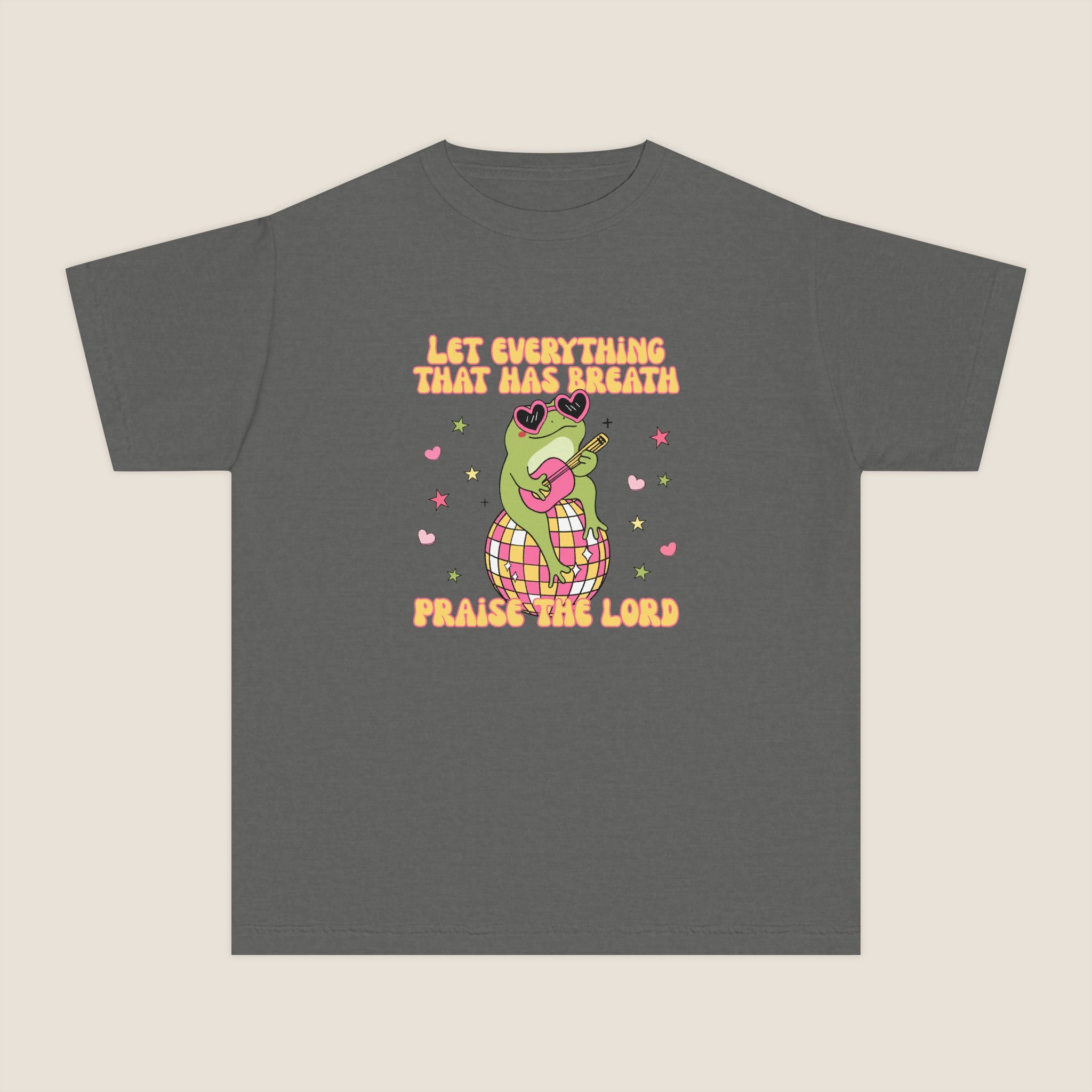 "Let Everything That Has Breath" Disco Frog Comfort Colors Youth Unisex Tee