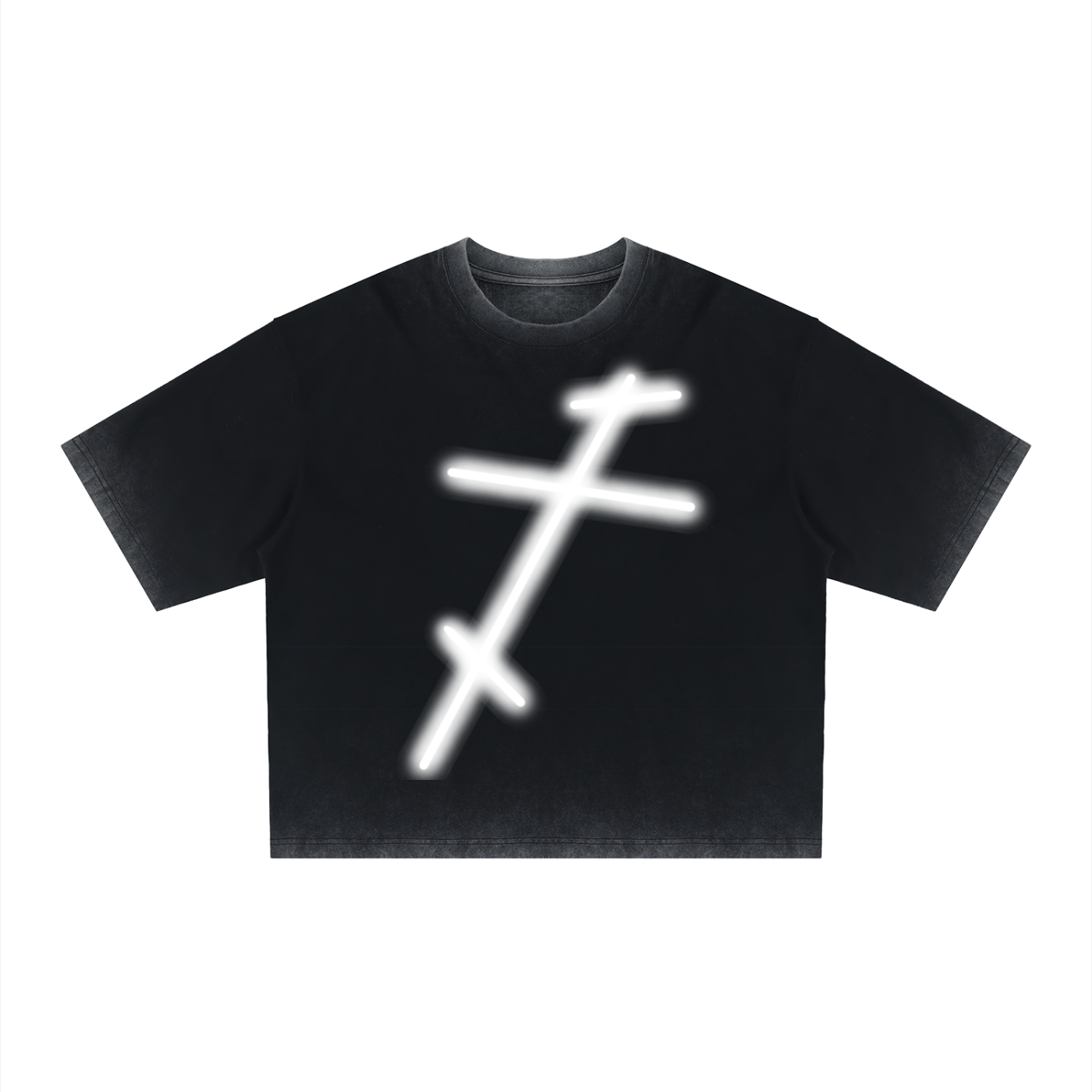 I Am Not God // Three Bar Cross // Unisex Reverse Dyed Boxy T-Shirt