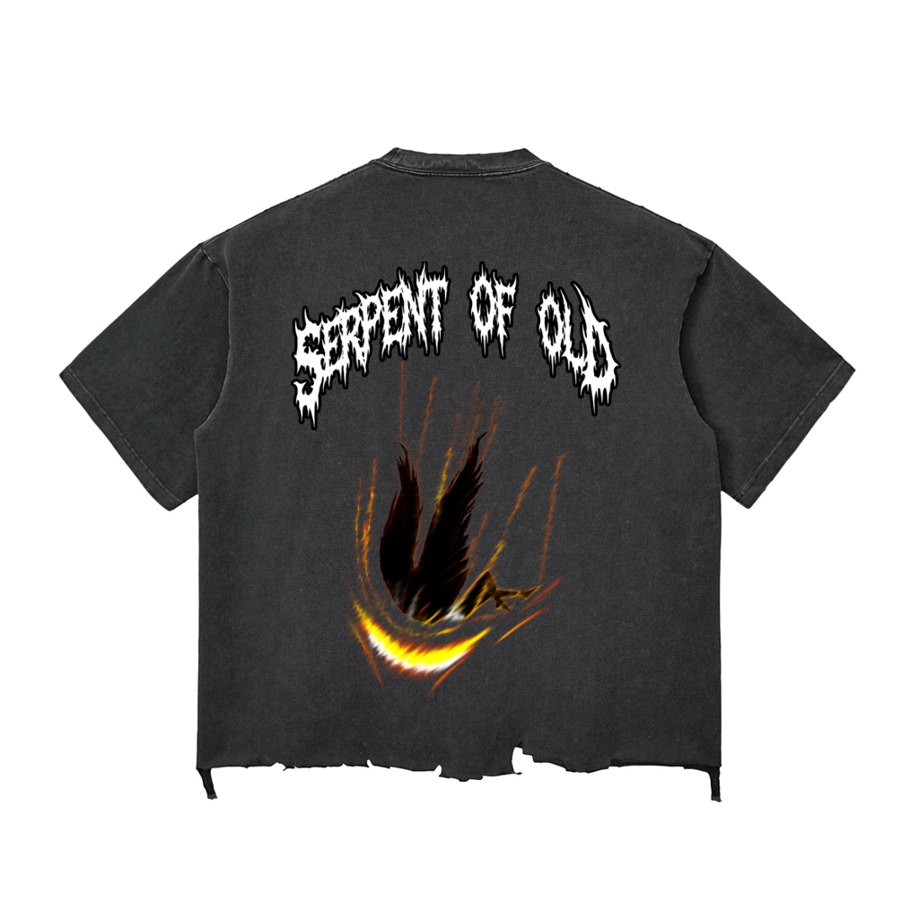 XTND // Serpent of Old // Snow Wash Raw-Hem Boxy T-shirt