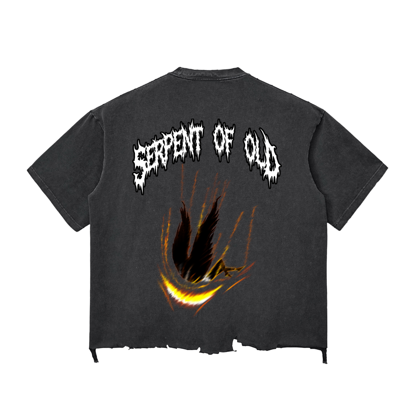 XTND // Serpent of Old // Snow Wash Raw-Hem Boxy T-shirt