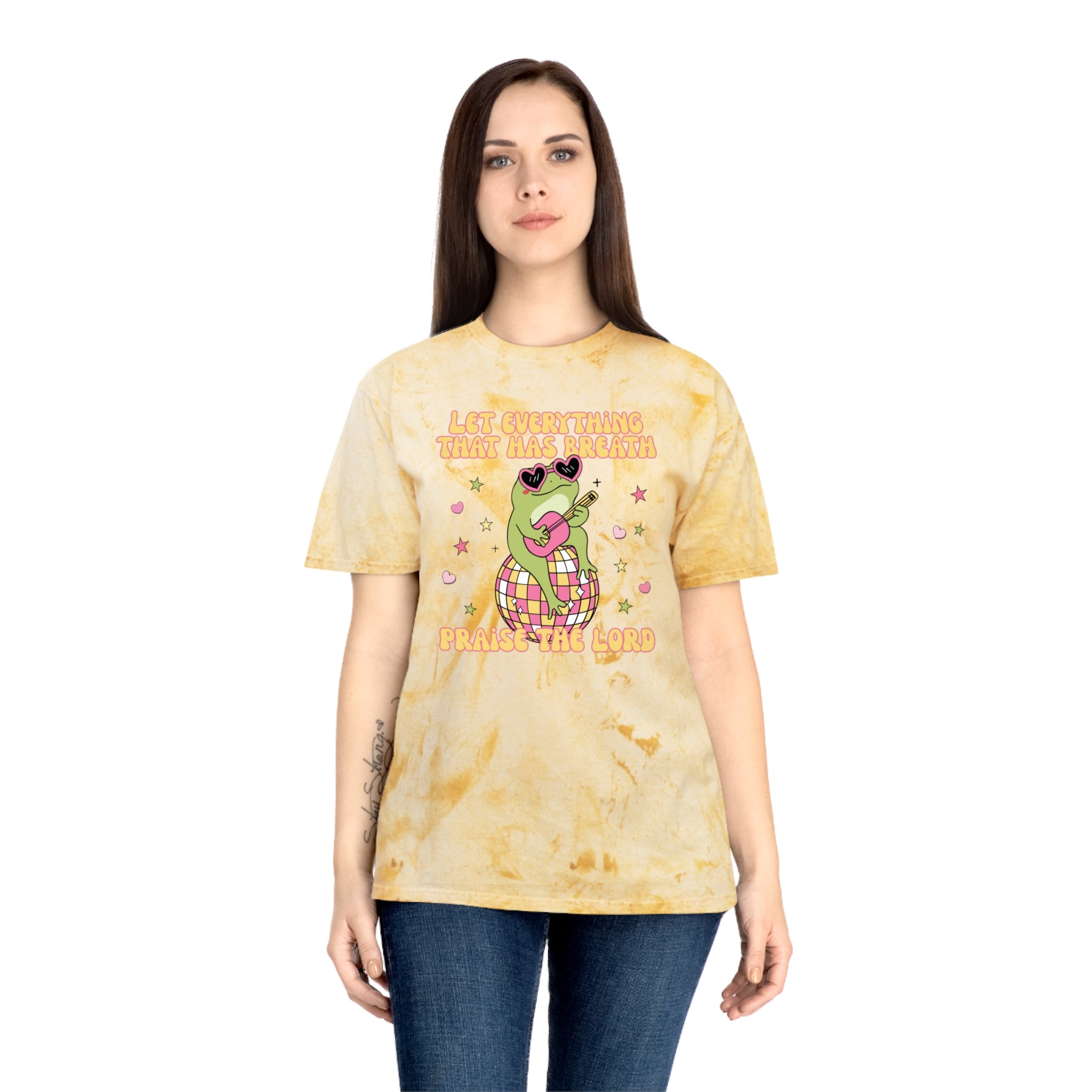 "Let Everything That Has Breath" Disco Frog Comfort Colors Unisex Tie Dye Tee