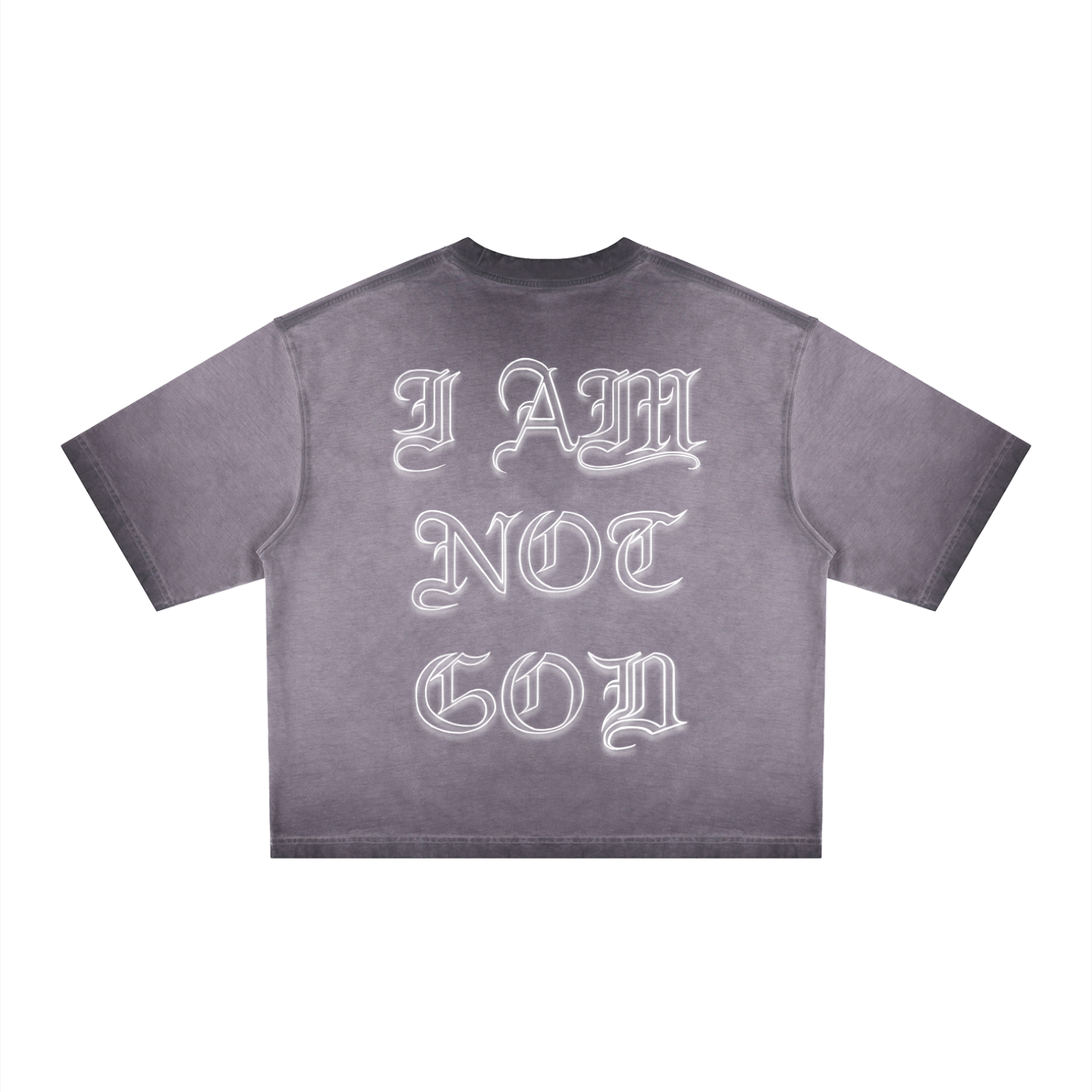 I Am Not God // Three Bar Cross // Unisex Reverse Dyed Boxy T-Shirt