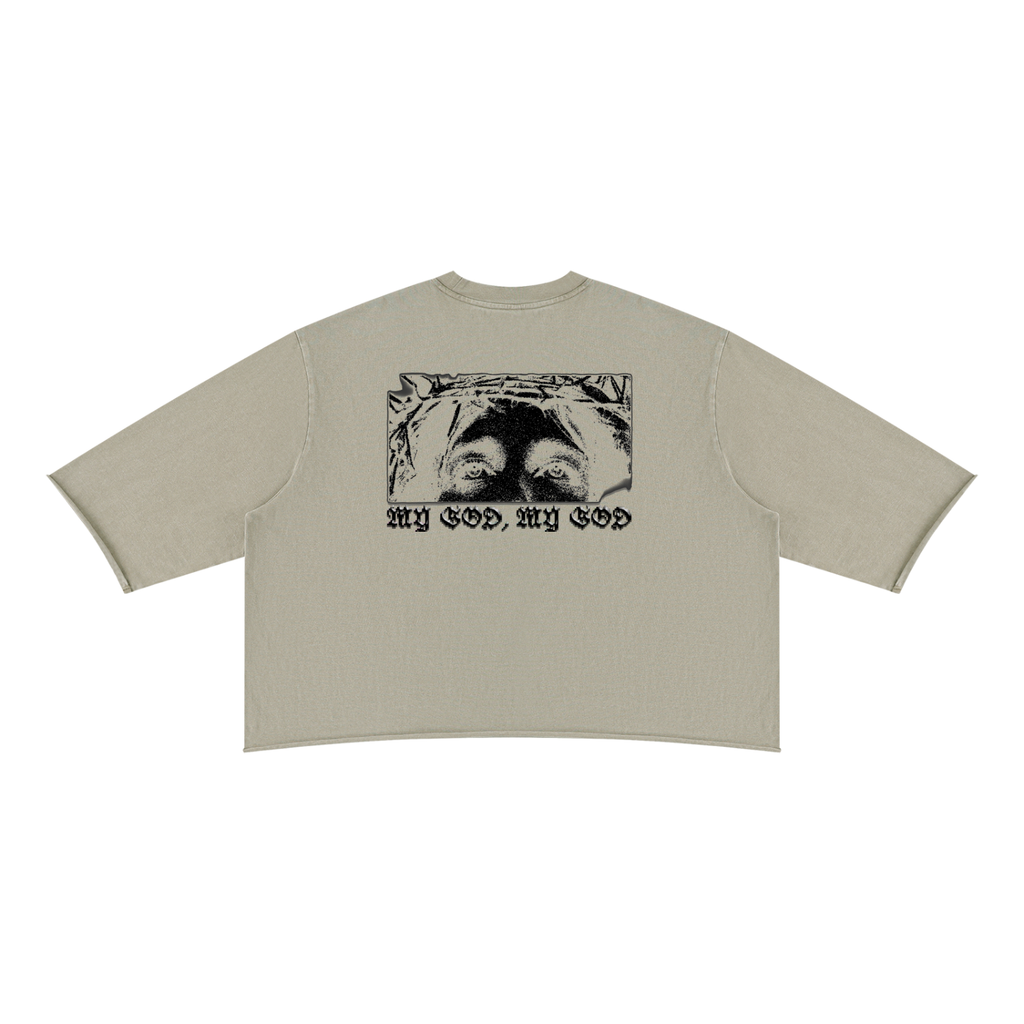 XTND // My God, My God // Unisex Mineral Wash Raw Hem Boxy T-Shirt