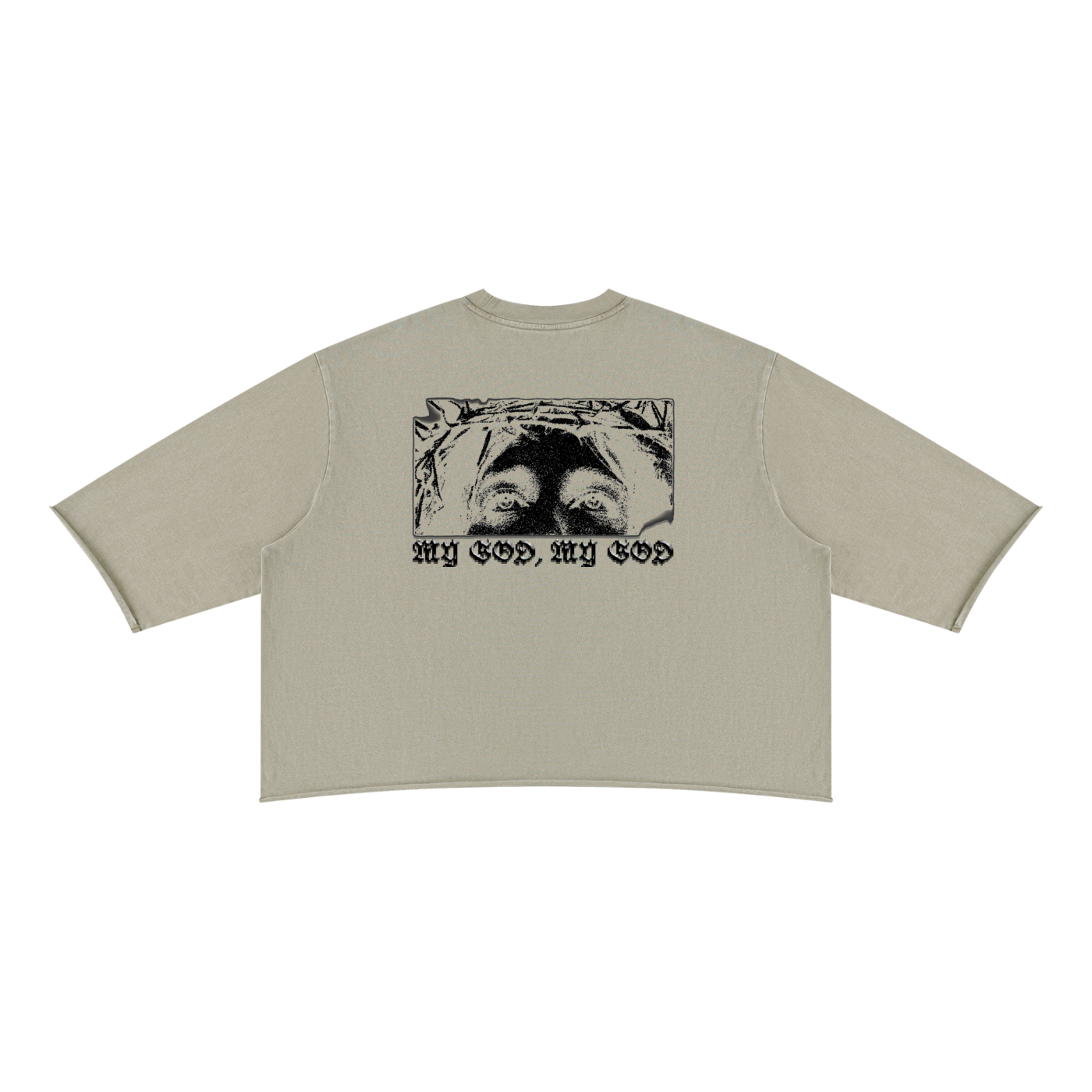 XTND // My God, My God // Unisex Mineral Wash Raw Hem Boxy T-Shirt