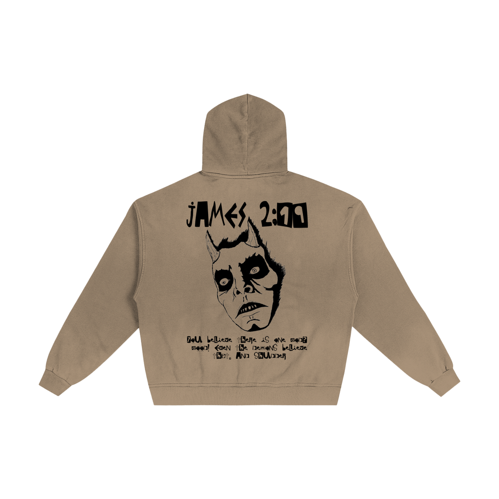 XTND // James 2:19 // Hand-Frayed Sunfade Zip Hoodie