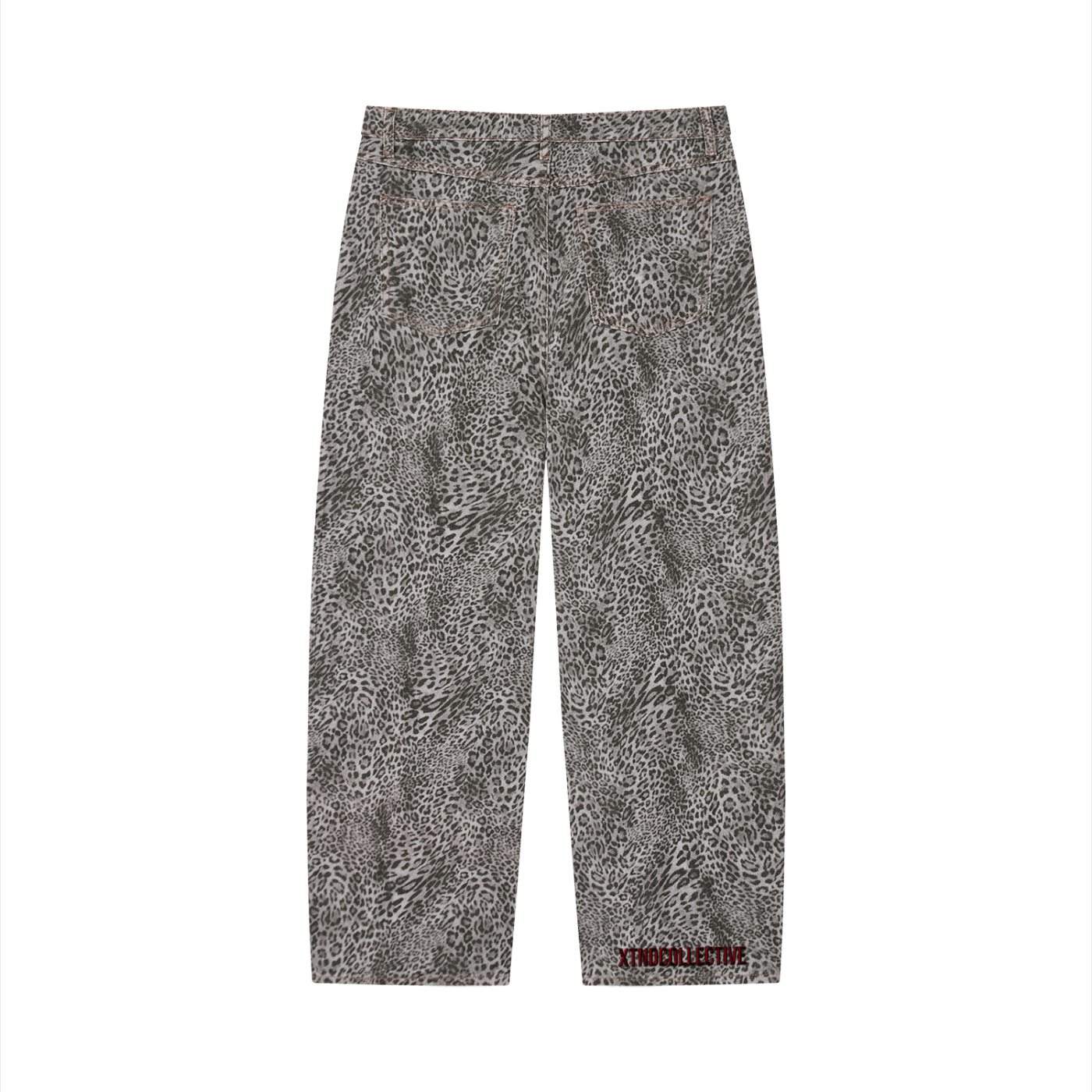 XTND // Leopard // Unisex Vintage Wash Leopard Wide Leg Jeans