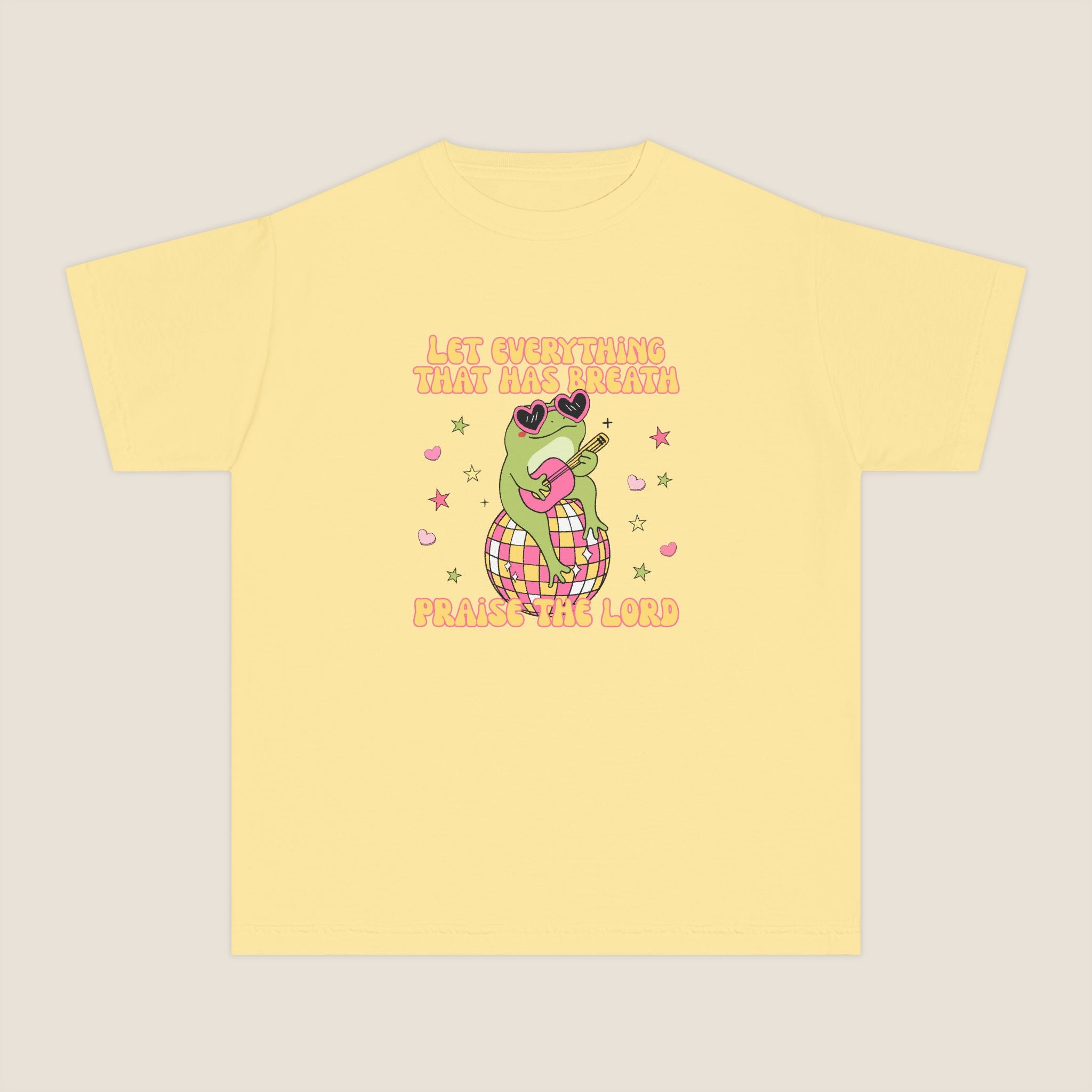 "Let Everything That Has Breath" Disco Frog Comfort Colors Youth Unisex Tee