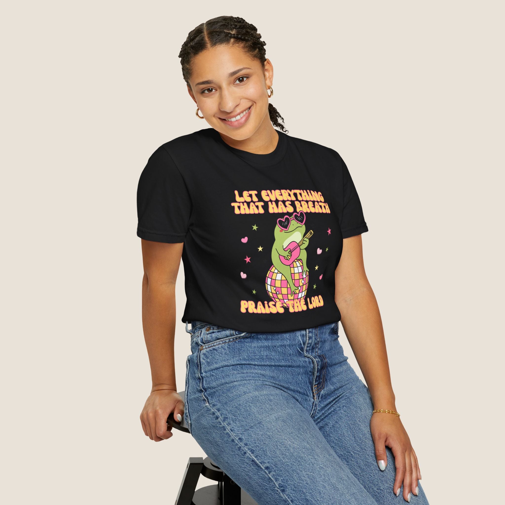 "Let Everything That Has Breath" Disco Frog Comfort Colors Adult's Unisex Tee