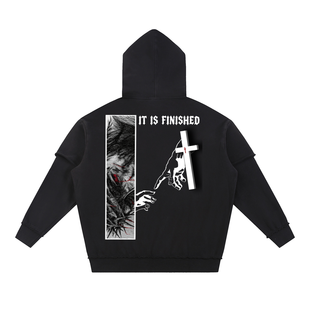 XTND // It Is Finished // Snow Washed Raw Edge Double Layered Hoodie