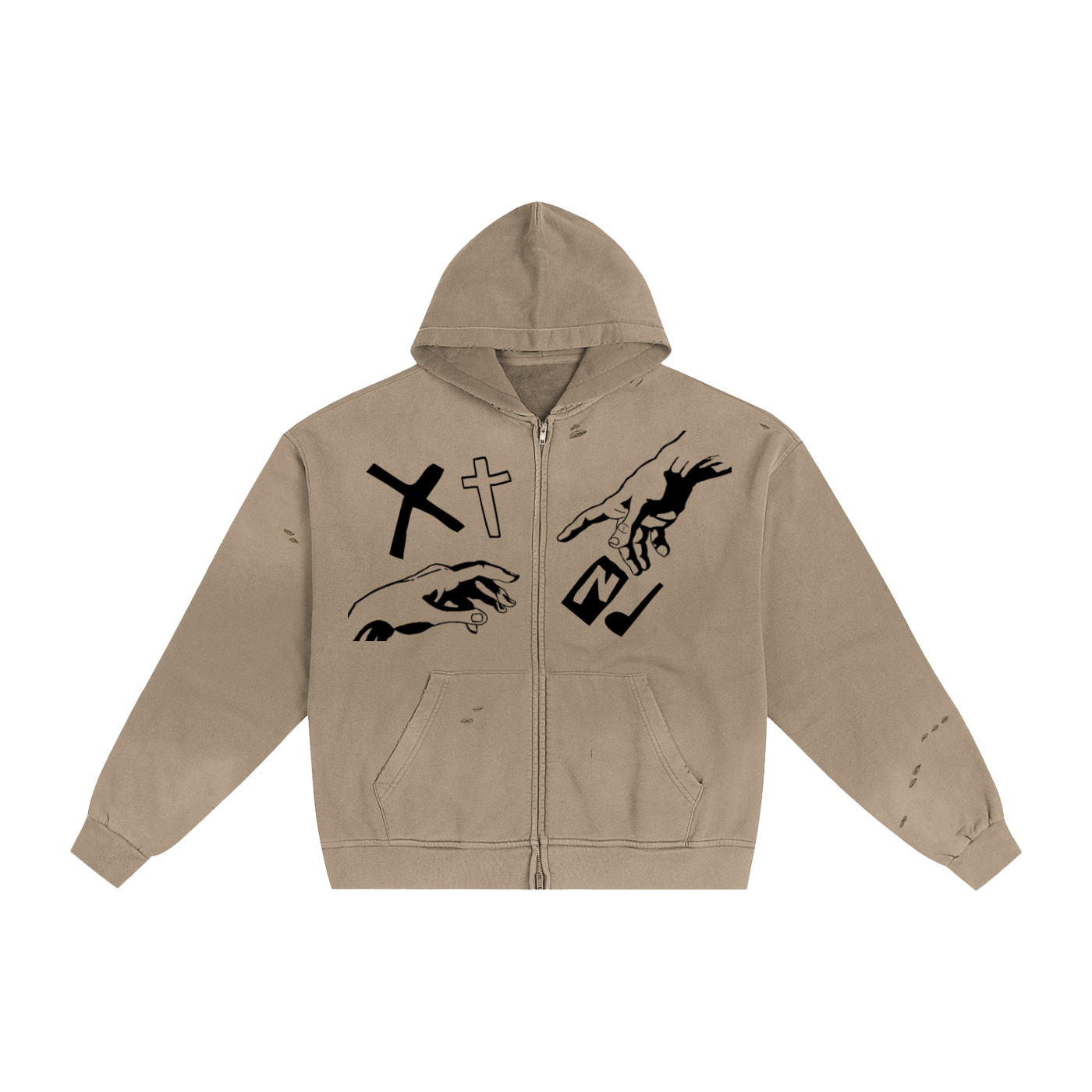XTND // James 2:19 // Hand-Frayed Sunfade Zip Hoodie