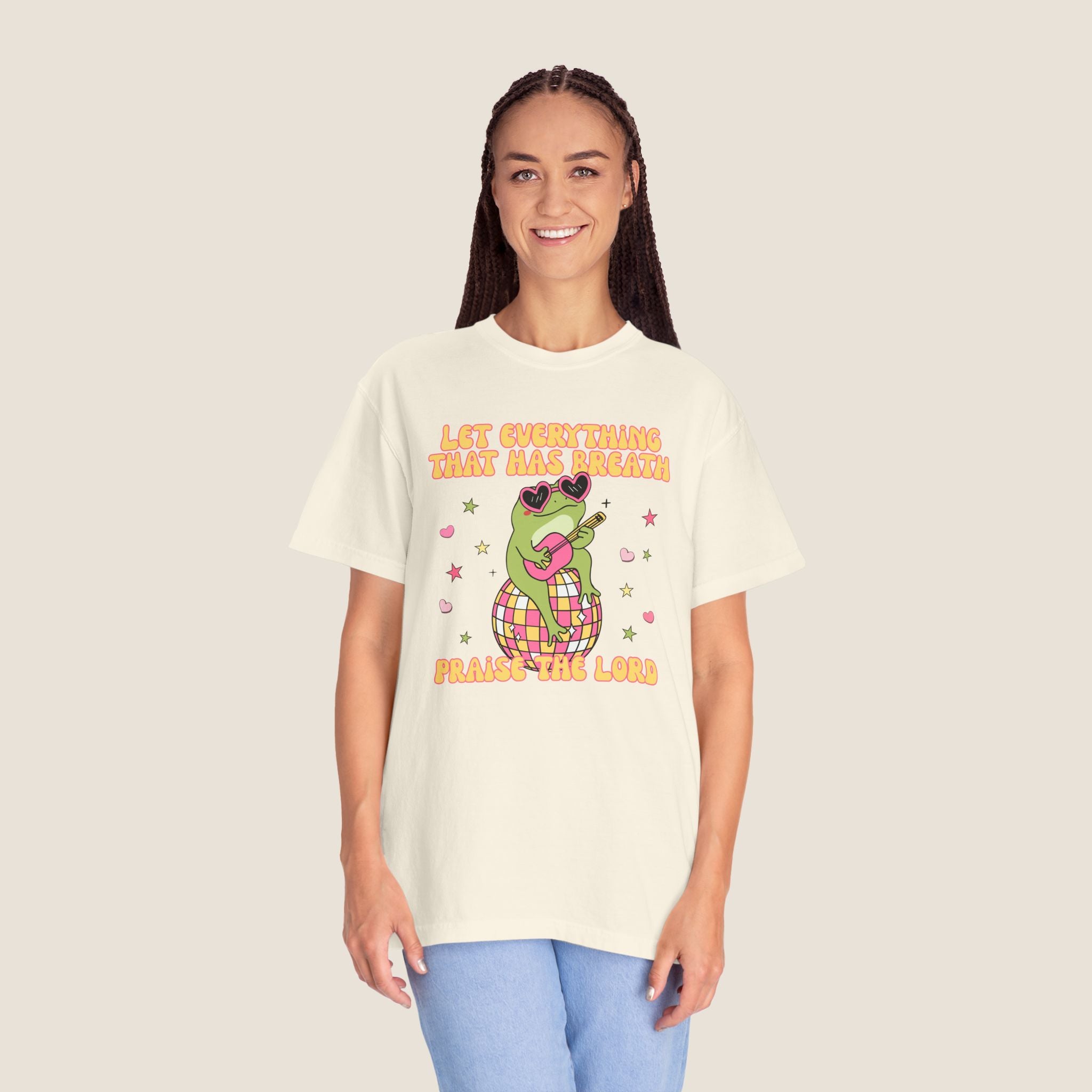 "Let Everything That Has Breath" Disco Frog Comfort Colors Adult's Unisex Tee