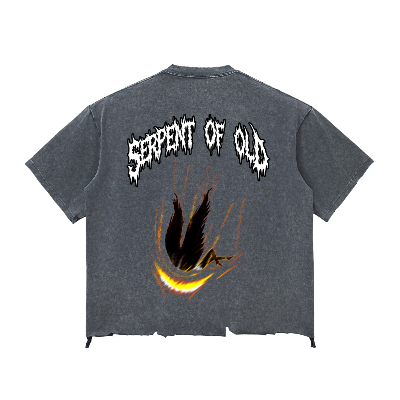 XTND // Serpent of Old // Snow Wash Raw-Hem Boxy T-shirt