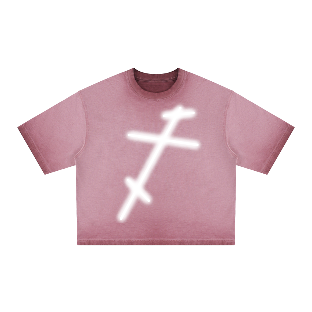 I Am Not God // Three Bar Cross // Unisex Reverse Dyed Boxy T-Shirt