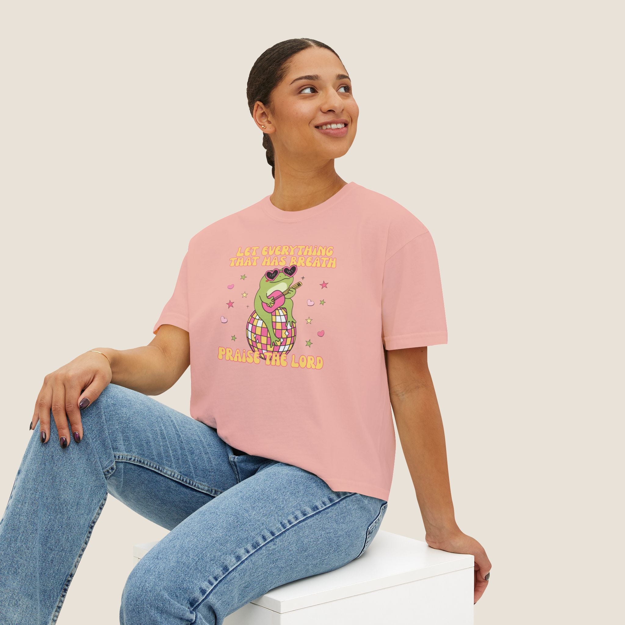 "Let Everything That Has Breath" Disco Frog Comfort Colors Women's Boxy Tee
