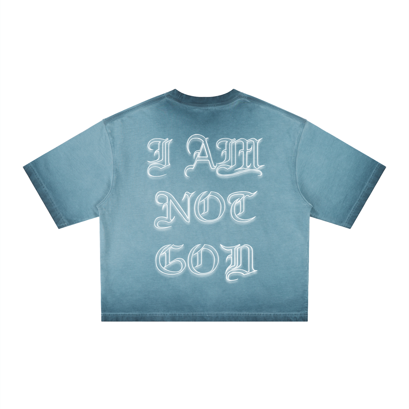 I Am Not God // Three Bar Cross // Unisex Reverse Dyed Boxy T-Shirt