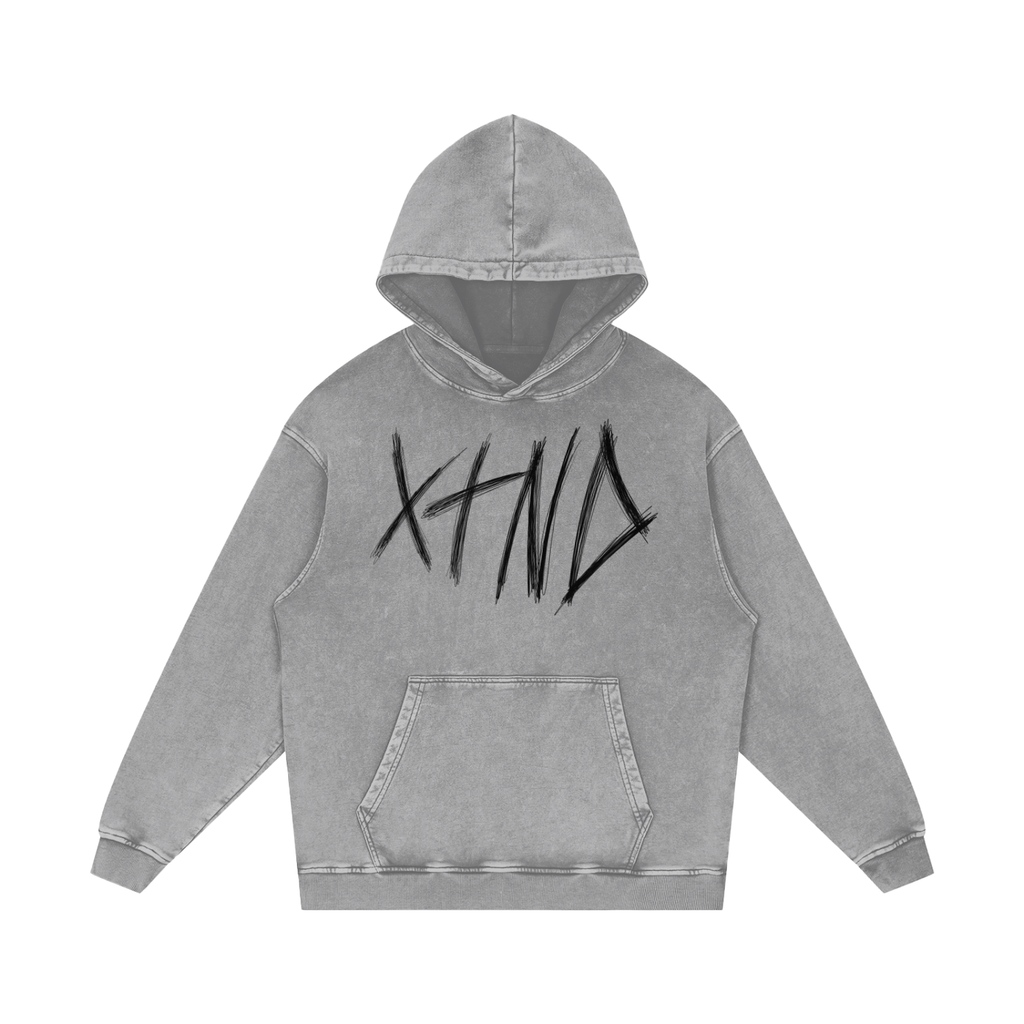 XTND // Crown of Thorns Sketch // Snow Washed Loose Cotton Hoodie