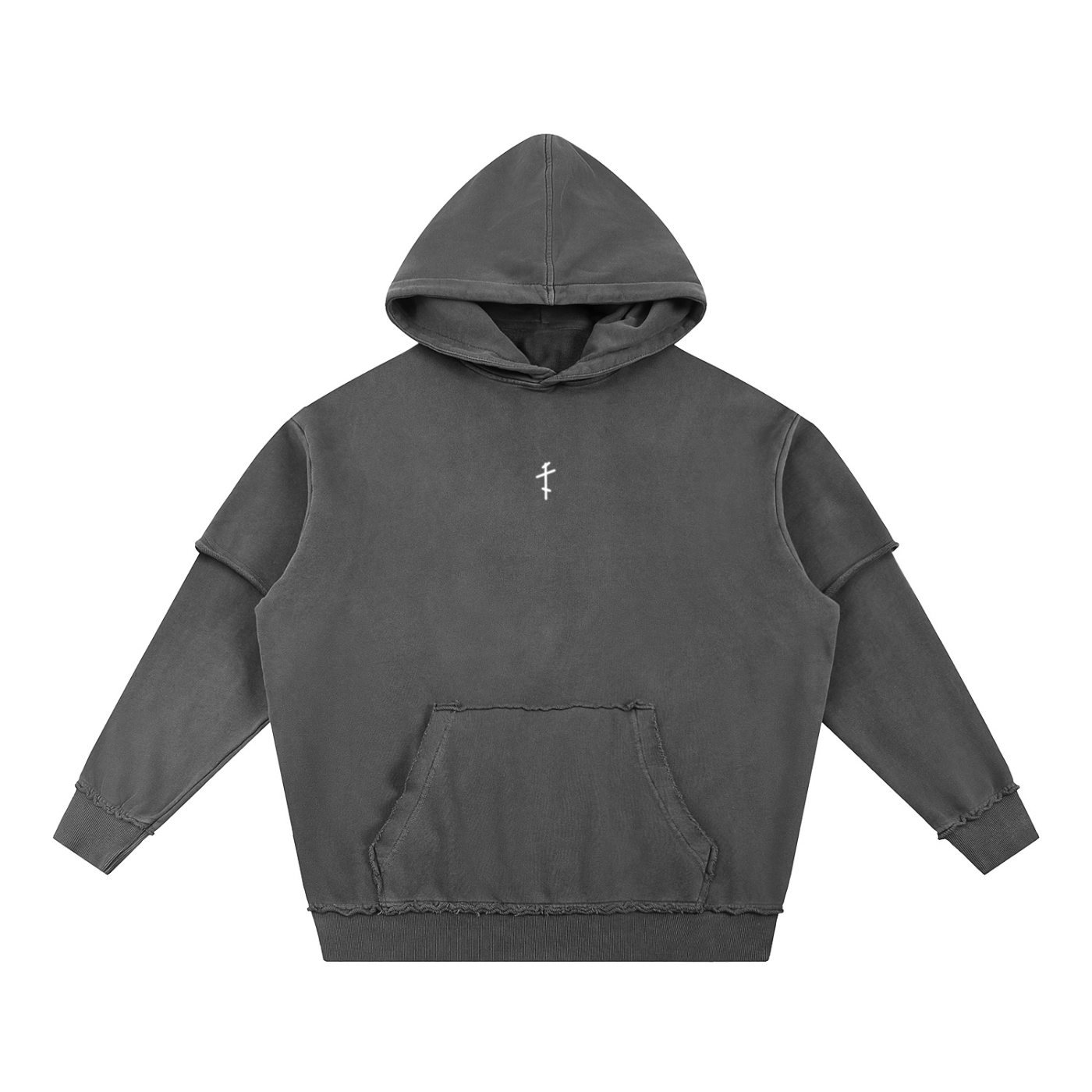 XTND // It Is Finished // Snow Washed Raw Edge Double Layered Hoodie