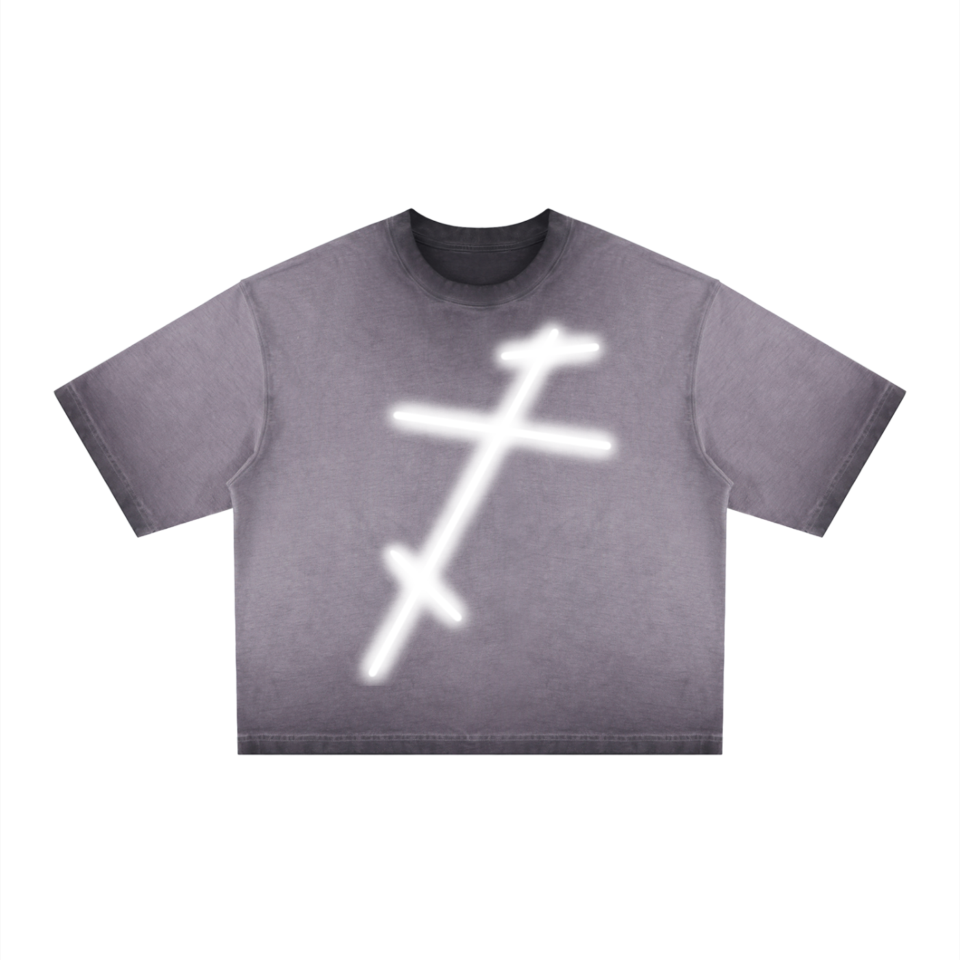 I Am Not God // Three Bar Cross // Unisex Reverse Dyed Boxy T-Shirt