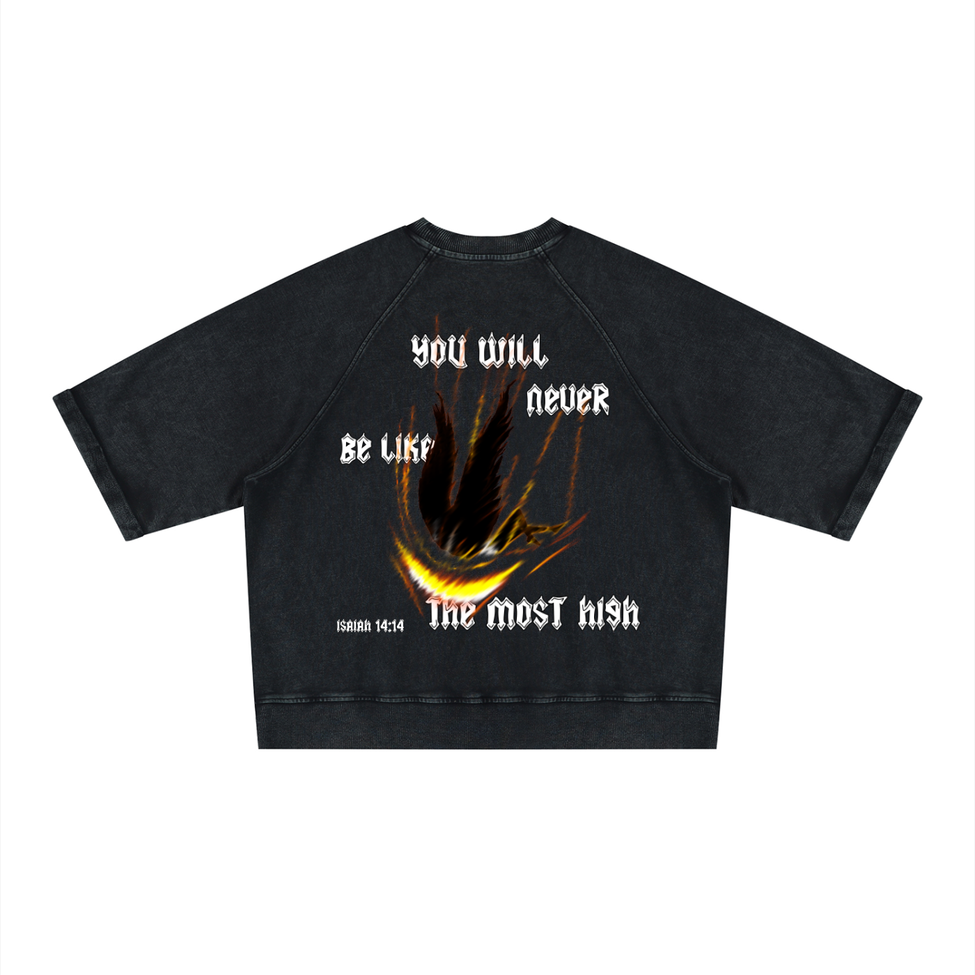 XTND // Isaiah 14:14 // Unisex Vintage Wash Boxy Short Sleeve Sweatshirt