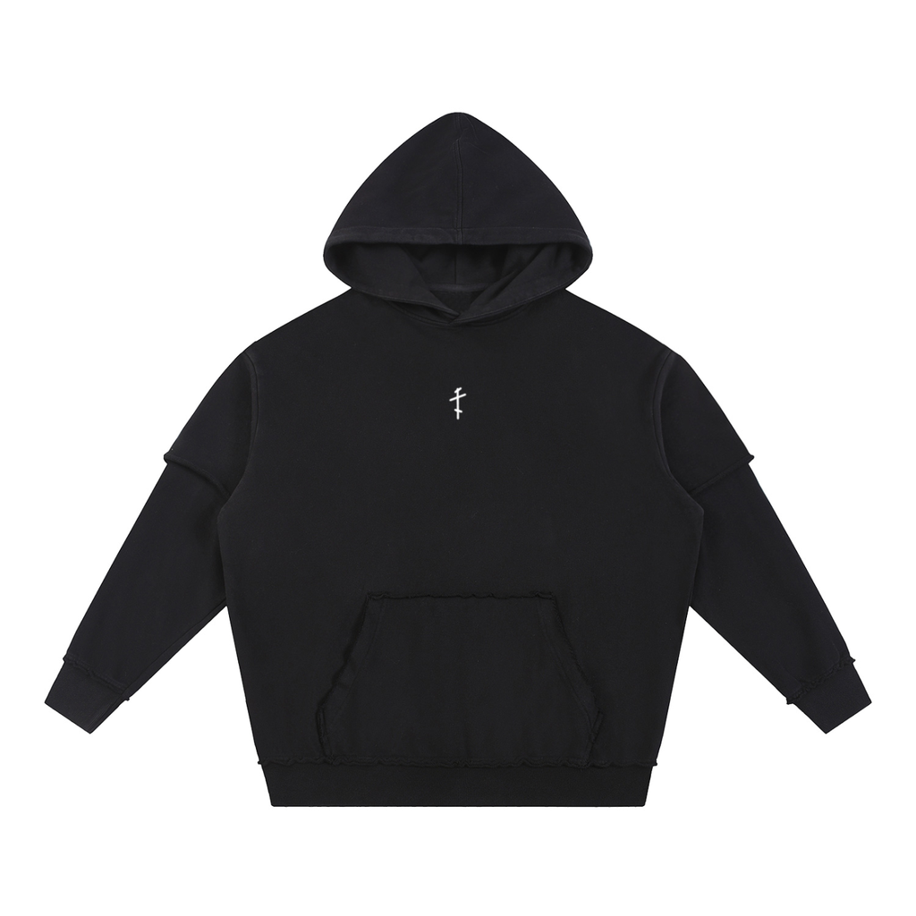 XTND // It Is Finished // Snow Washed Raw Edge Double Layered Hoodie
